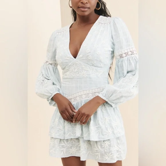 EUC LoveShackFancy Abitha Blue Mini Dress - Picture 2 of 4